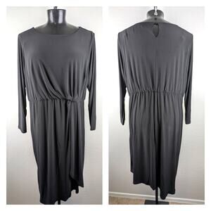 Lane Bryant Black Jersey Knit Long Sleeve Dress Asymmetric Hem